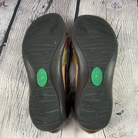 DREXLITE LEATHER CLASSIC Brown Red Green Leather Sandal Flats - Picture 15 of 17